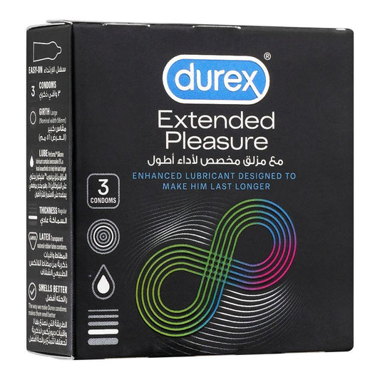 Durex Extended Pleasure Longer Lasting Condoms, 3-Pack - wellkart