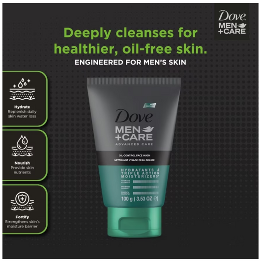 Dove Men + Care Oil-Control Face Wash (100g) SkinStash