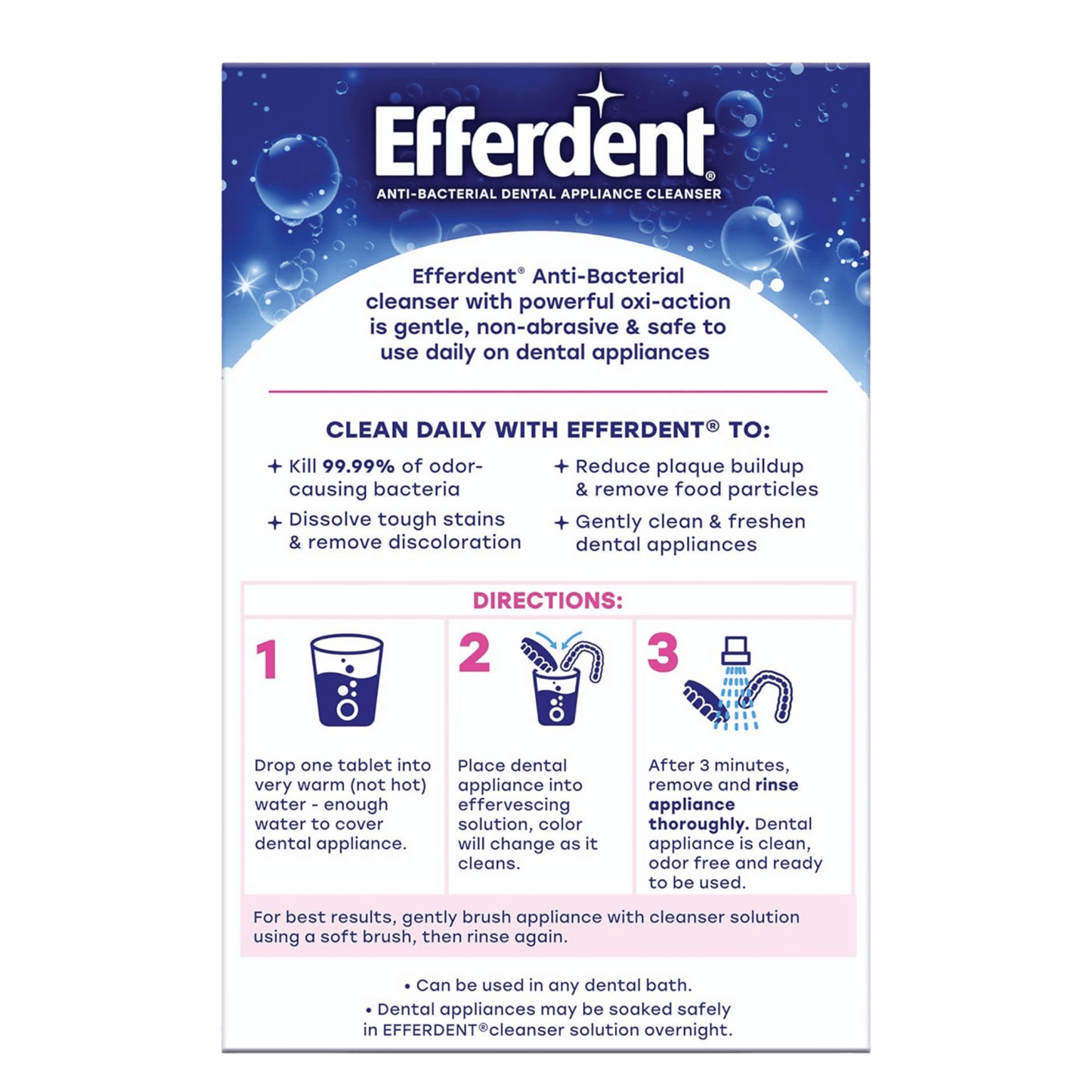 Efferdent Complete Clean Anti-Bacterial Dental Appliance Cleanser (126 Tablets) SkinStash