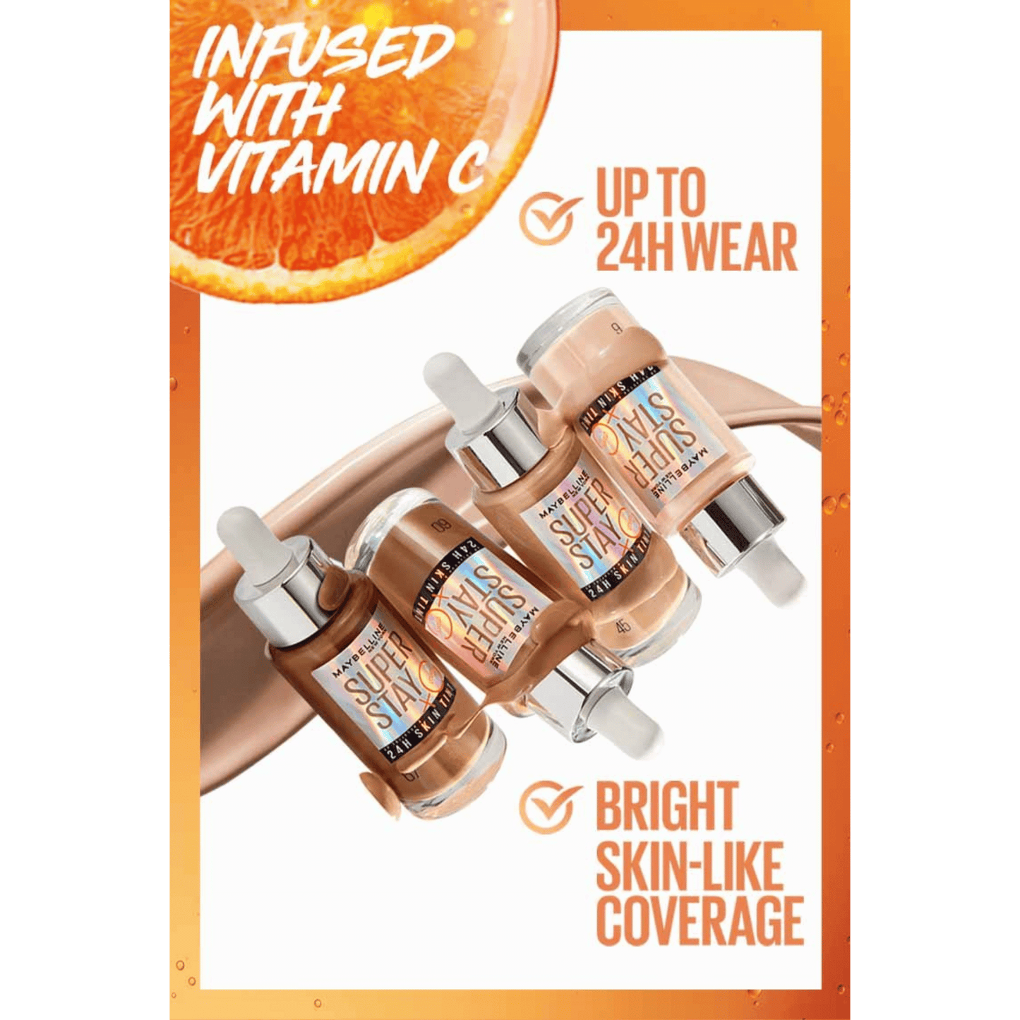 Maybelline Super Stay 24H Skin Tint Foundation Serum with Vitamin C (30ml) SkinStash