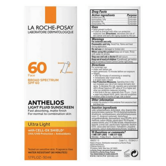 La Roche Posay Anthelios Ultra Light Fluid Facial Sunscreen SPF 60 (50 ml) SkinStash
