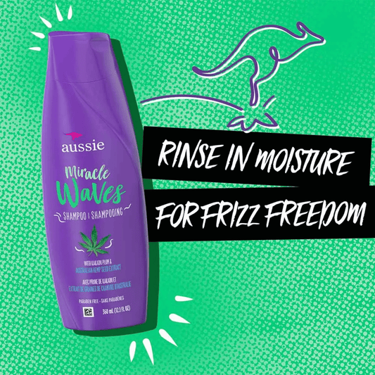 Aussie Miracle Waves Anti-Frizz Hemp Shampoo (360 ml) SkinStash