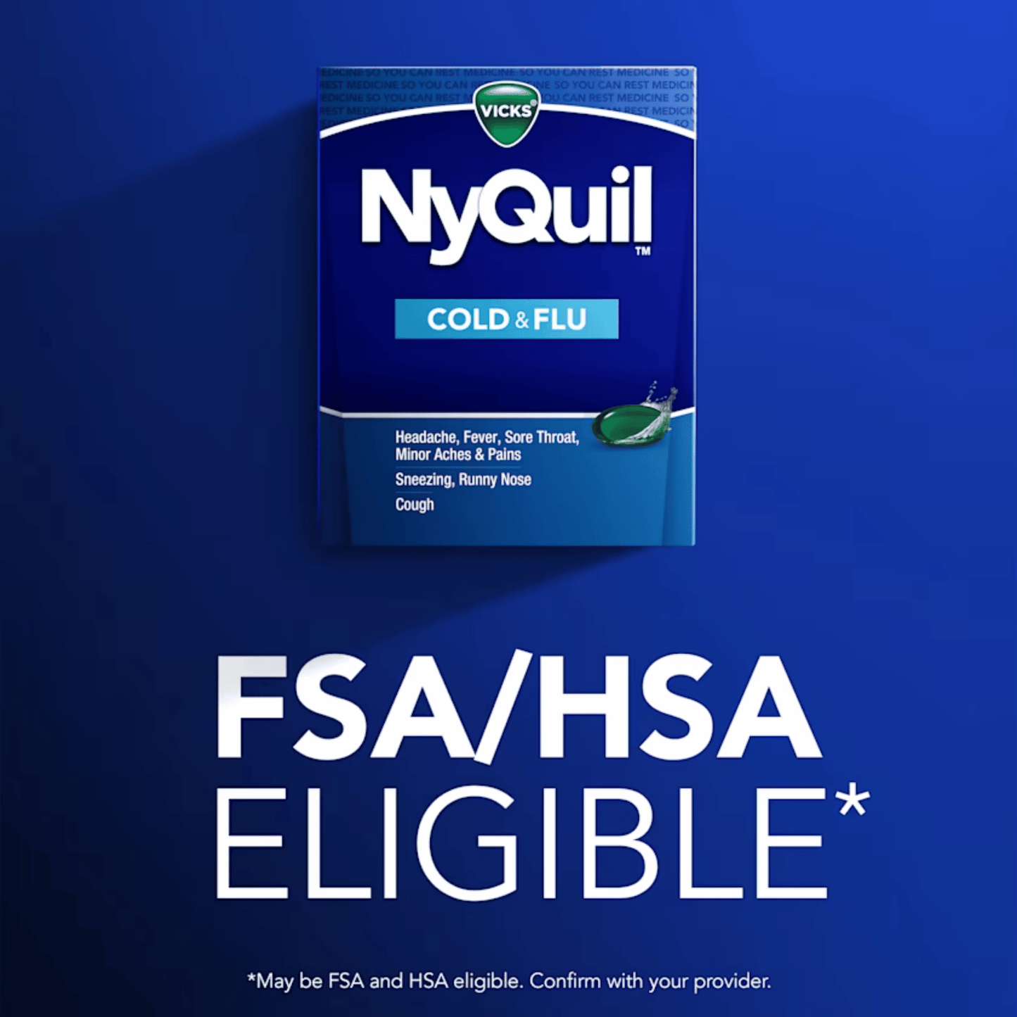 Vicks Nyquil Cold & Flu Nighttime Relief 24 LiquiCaps SkinStash