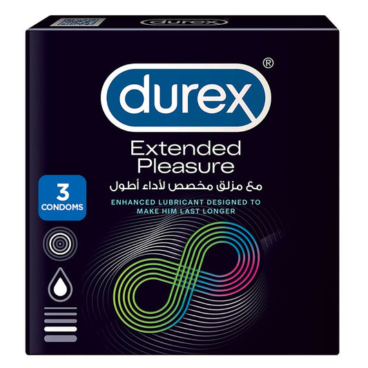 Durex Extended Pleasure Longer Lasting Condoms, 3-Pack - wellkart