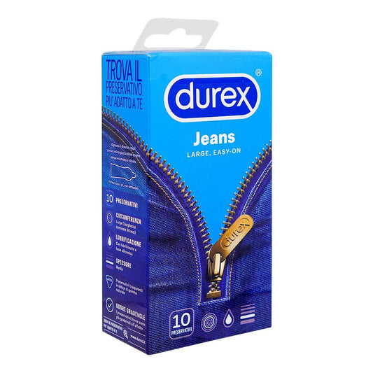 Durex Jeans Large Easy On Condoms, 10-Pack - wellkart