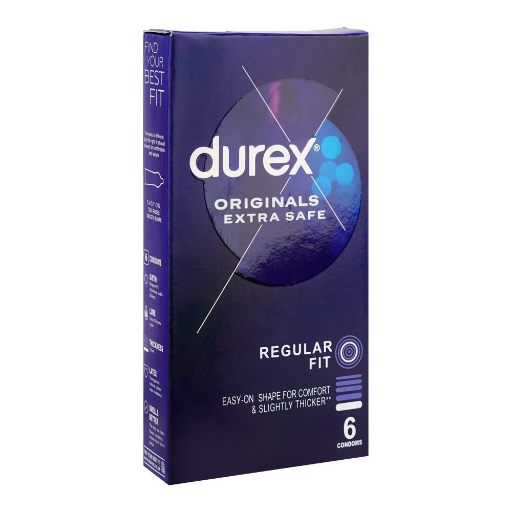 Durex Originals Extra Safe Regular Fit Condoms, 6-Pack - wellkart