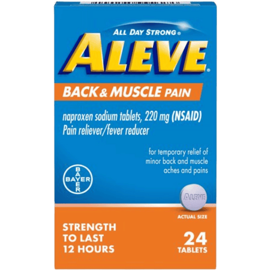 Aleve Back & Muscle Pain Relief Naproxen Sodium (220 mg 24 Tablets) SkinStash