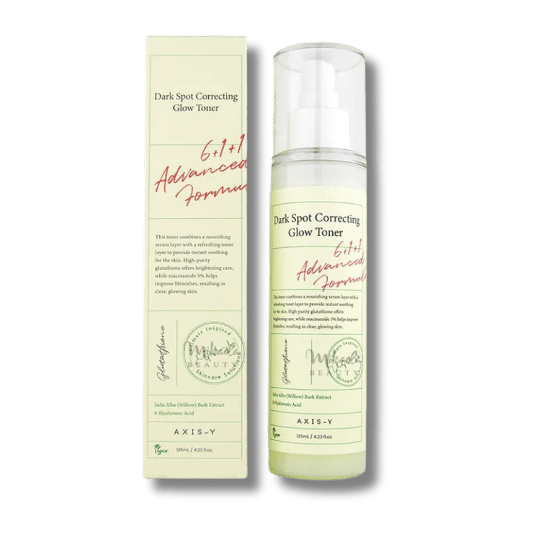 Axis-Y Dark Spot Correcting Glow Toner with 6+1+1 Advanced Formula in 125ml bottle and packaging