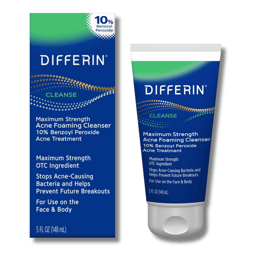 Differin 10% Benzoyl Peroxide Acne Foaming Cleanser (148ml) SkinStash