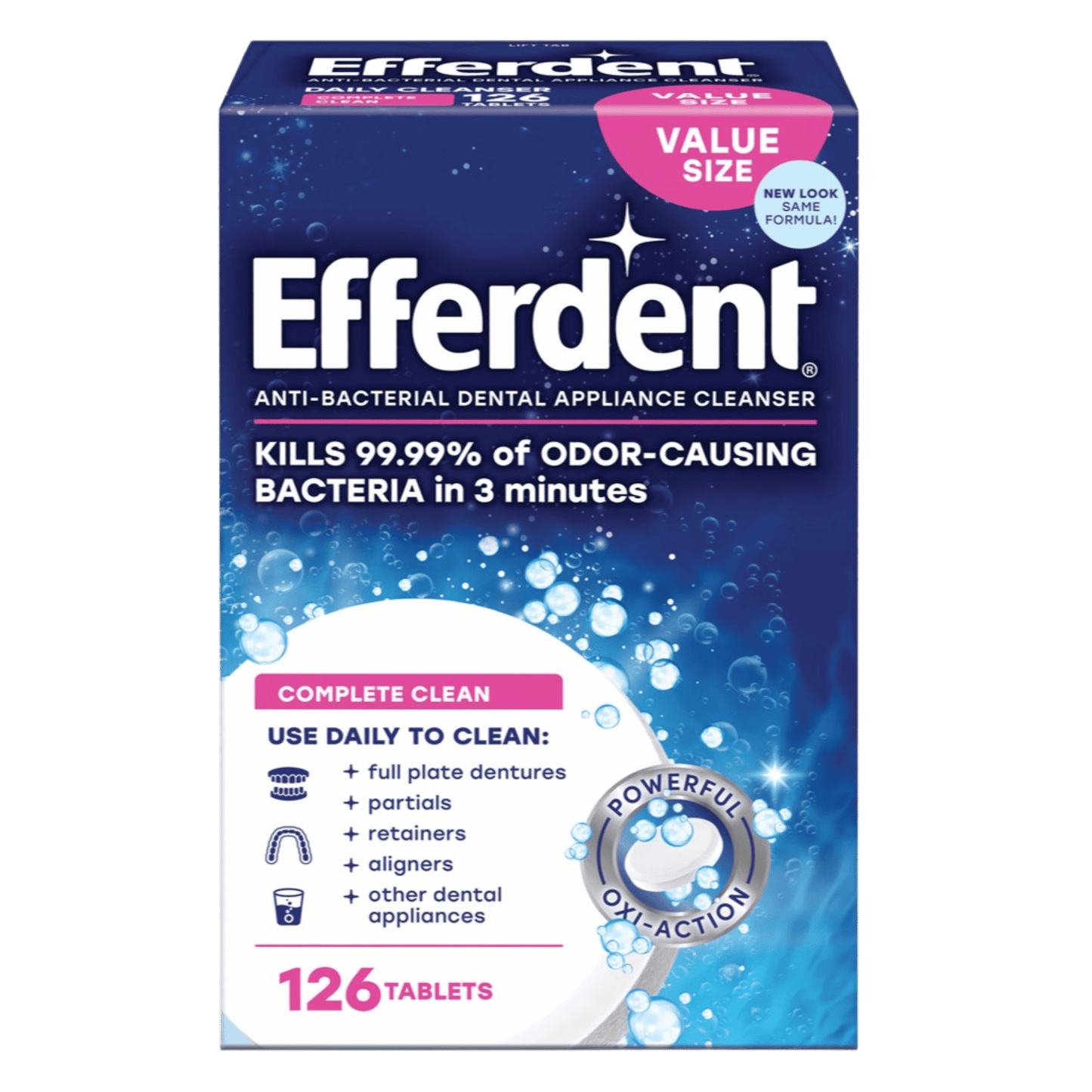 Efferdent Complete Clean Anti-Bacterial Dental Appliance Cleanser (126 Tablets) SkinStash