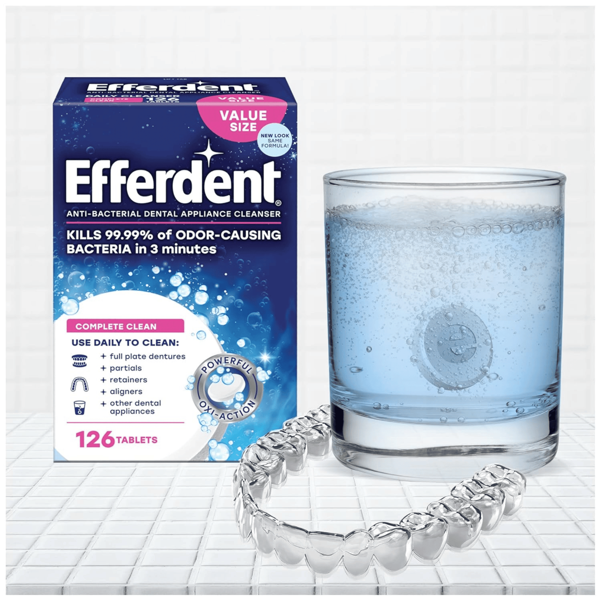 Efferdent Complete Clean Anti-Bacterial Dental Appliance Cleanser (126 Tablets) SkinStash
