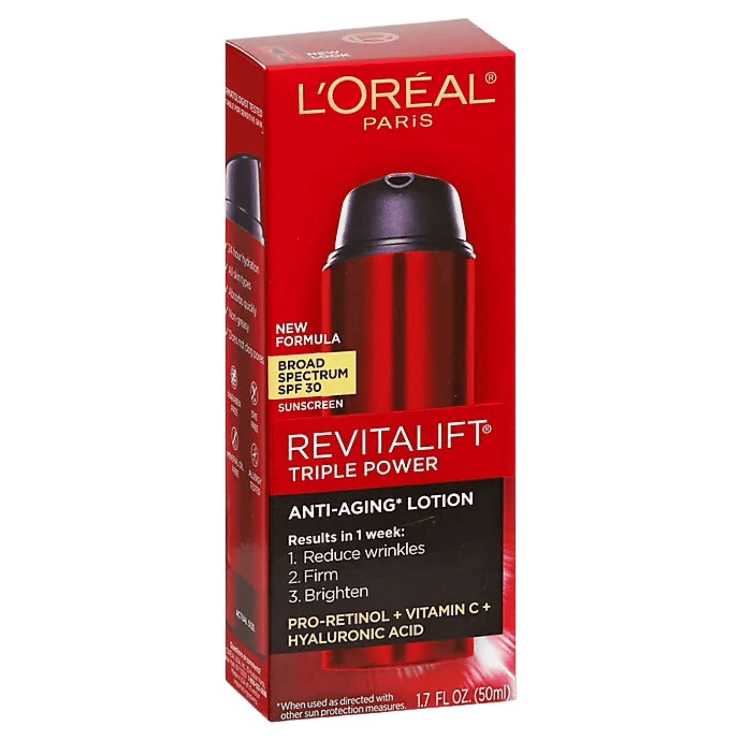 L'Oréal Revitalift Anti-Aging Lotion With Pro-Retinol + Vitamin C + Hyaluronic Acid & SPF 30 (50ml) - wellkart