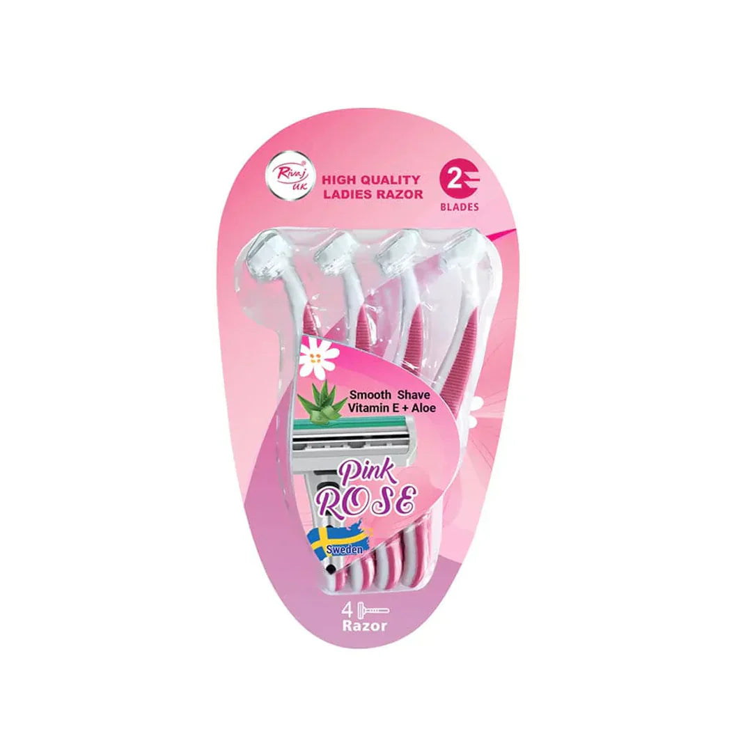Rivaj - Ladies Pink Rose Razor (Pack of 4) - wellkart