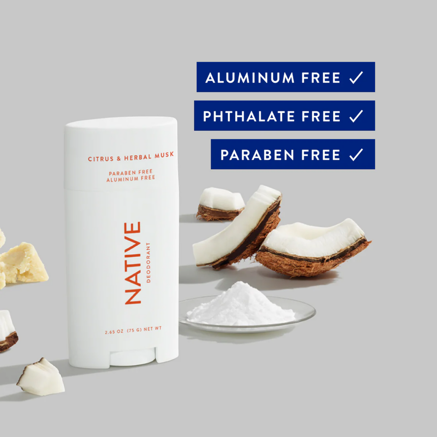 Native Deodorant Citrus & Herbal Musk Aluminum Free (75g) SkinStash