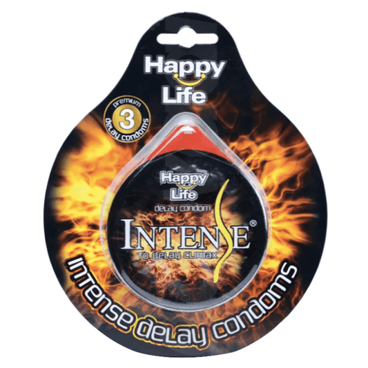 Happy Life Intense Delay Condoms (Pack of 3 Condoms) - wellkart