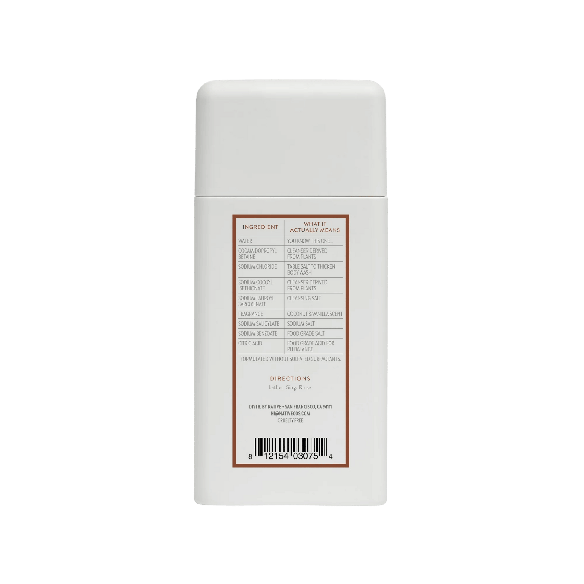 Native Body Wash Coconut & Vanilla (88ml) SkinStash