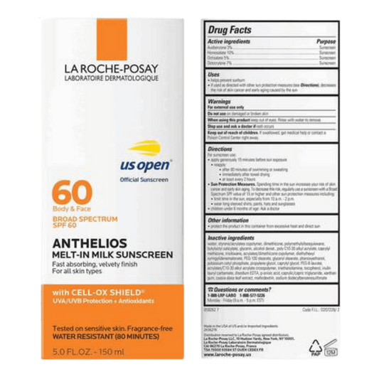 La Roche Posay Anthelios Melt-In Milk Face and Body Sunscreen SPF 60 SkinStash
