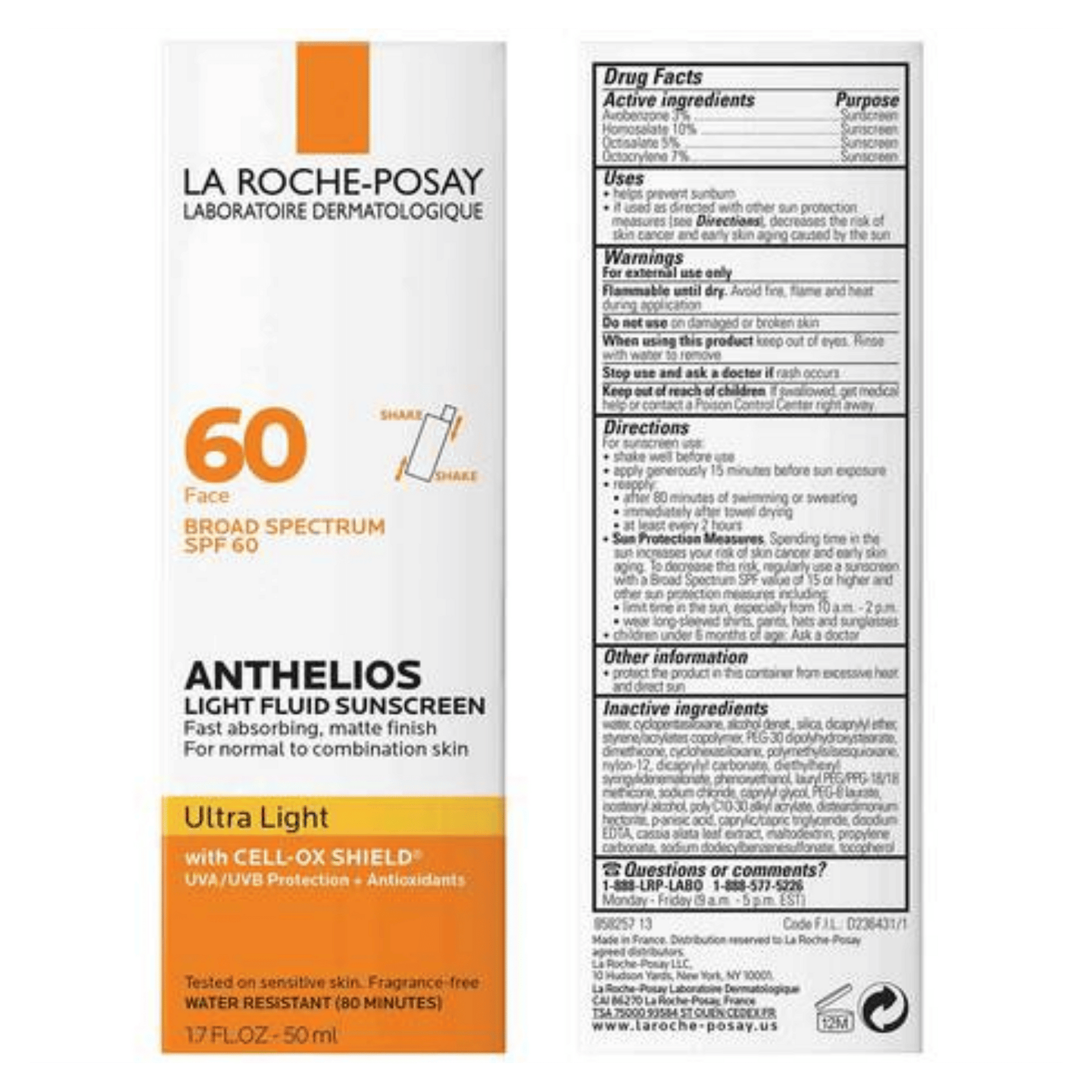 La Roche Posay Anthelios Ultra Light Fluid Facial Sunscreen SPF 60 (50 ml) SkinStash