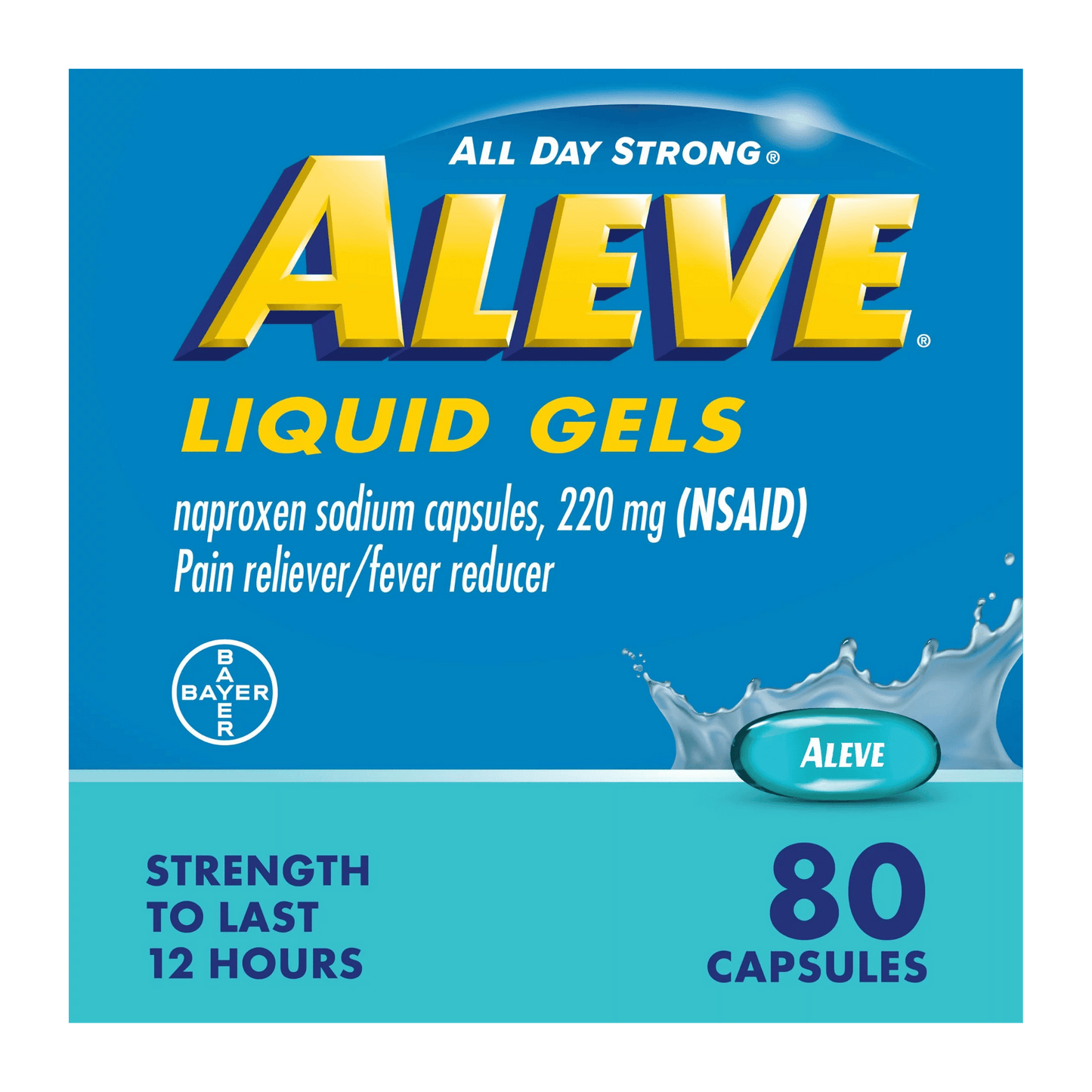 Aleve Liquid Gels Naproxen Sodium Pain Reliever 80 Capsules (220g) SkinStash