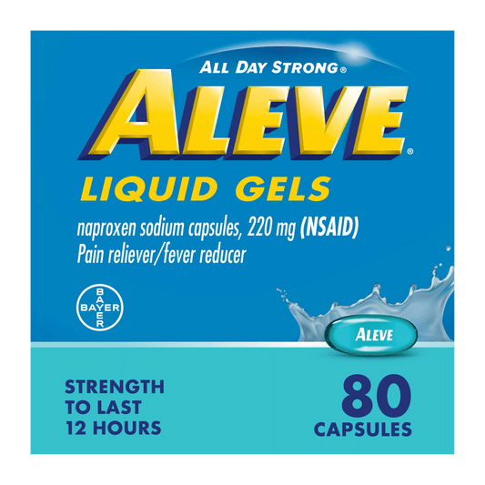 Aleve Liquid Gels Naproxen Sodium Pain Reliever 80 Capsules (220g) SkinStash