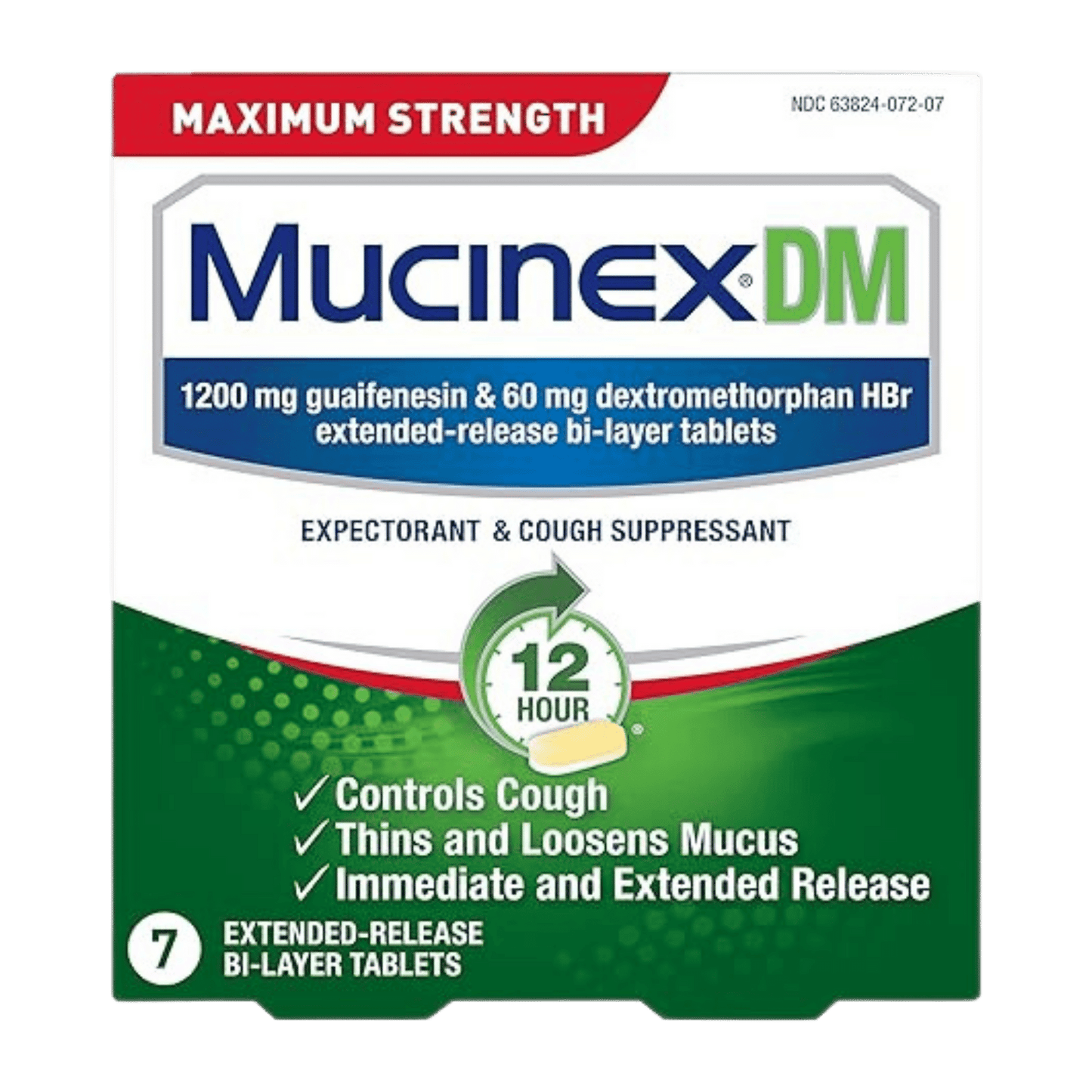 Mucinex DM Maximum Strength 12-Hour Expectorant and Cough Suppressant Tablets 7CT SkinStash