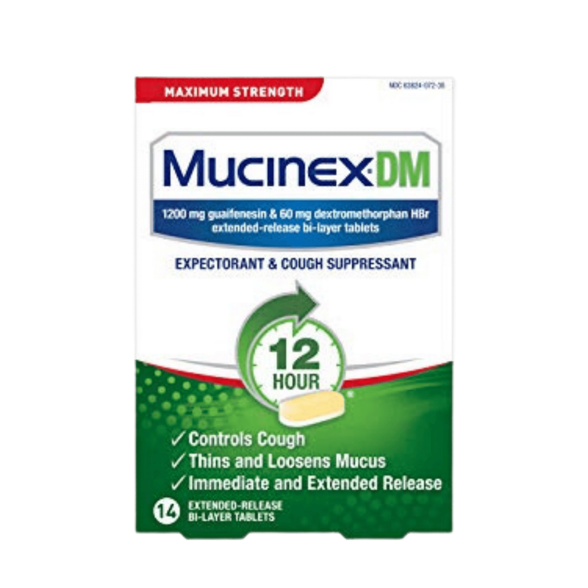 Mucinex DM Maximum Strength 12-Hour Expectorant and Cough Suppressant Tablets 14ct SkinStash