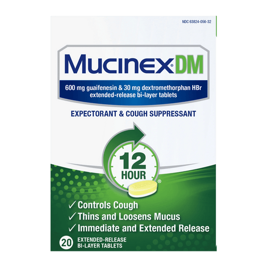 Mucinex Dm Maximum Strength 12-Hour Expectorant and Cough Suppressant Tablets 20CT SkinStash