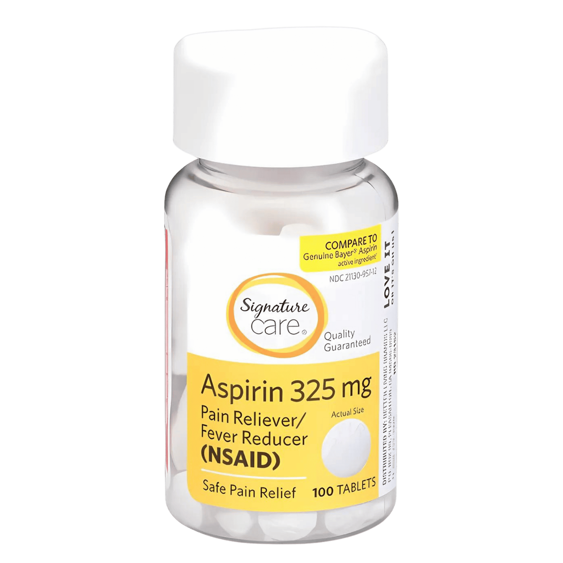Signature Care Aspirin Pain Reliever/Fever Reducer 100 Tablets (325mg) SkinStash