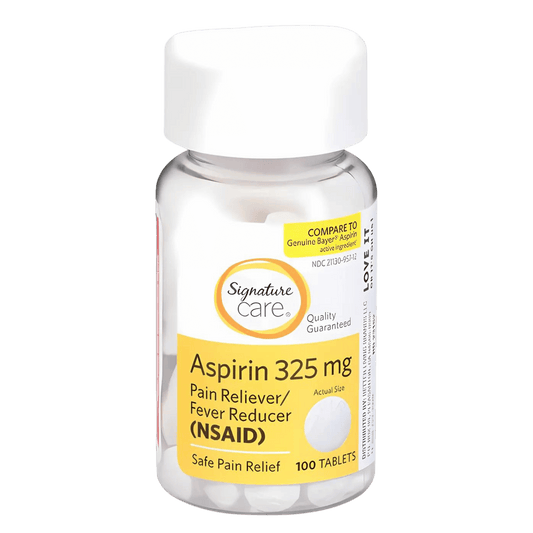Signature Care Aspirin Pain Reliever/Fever Reducer 100 Tablets (325mg) SkinStash