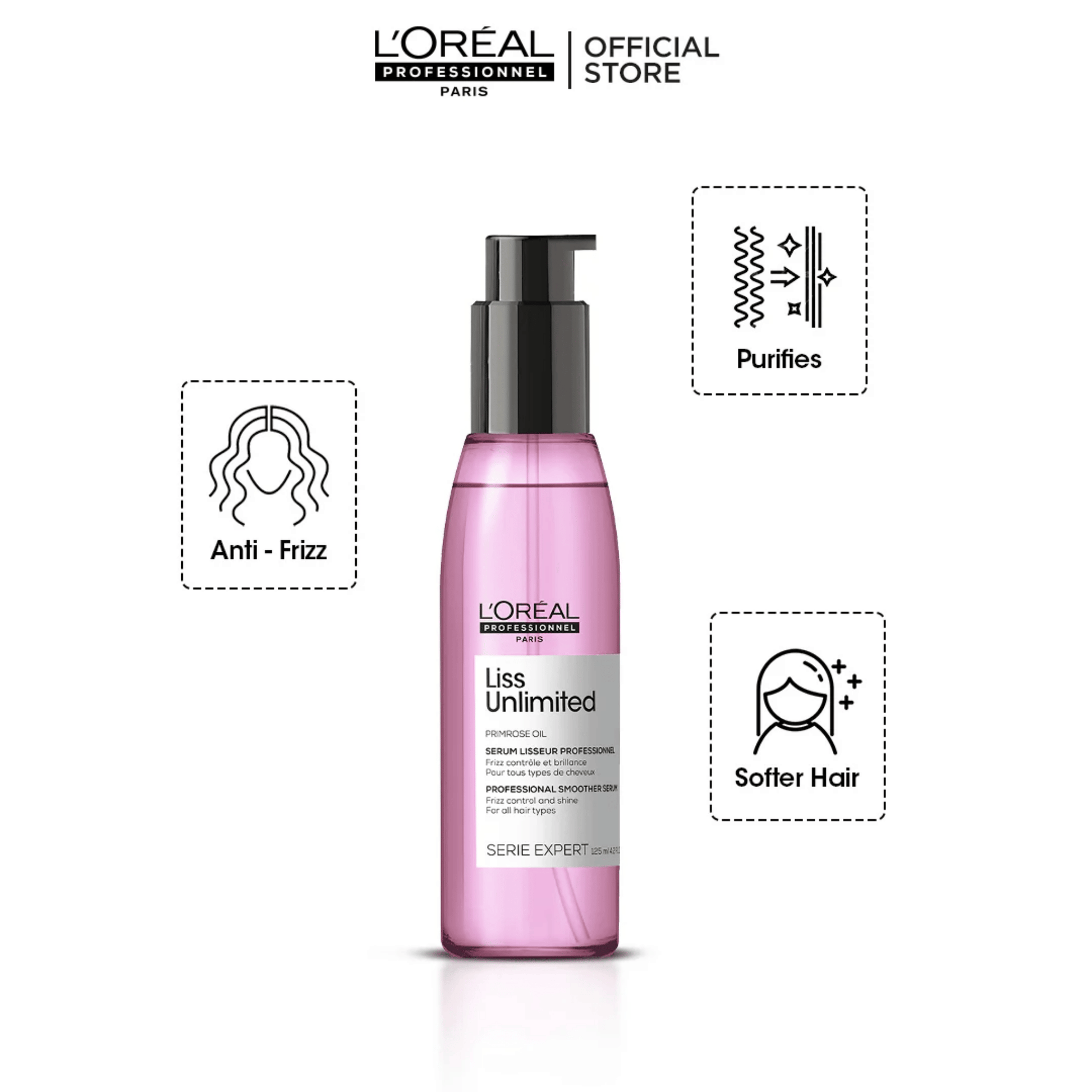 L'Oreal Professionnel Serie Expert Primrose Oil Liss Unlimited Smoother Serum (125ml) SkinStash
