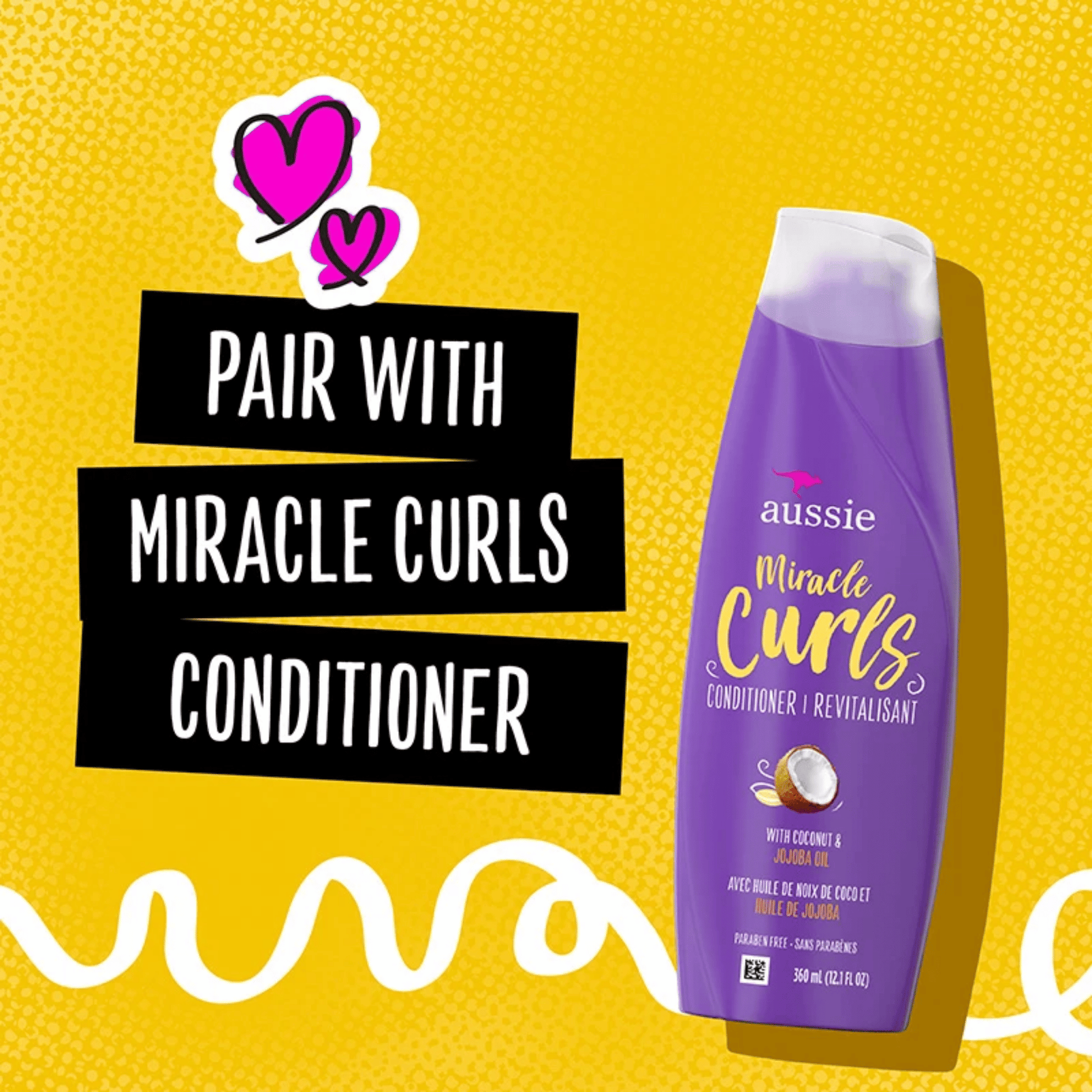 Aussie Miracle Curls Coconut & Jojoba Oil, Paraben Free Shampoo (360 ml) SkinStash