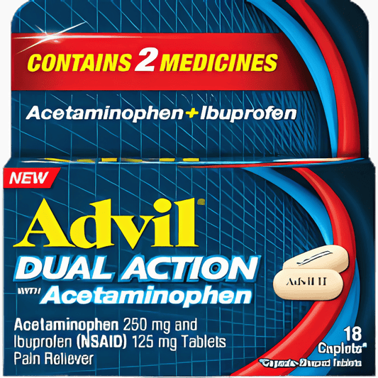 Advil Dual Action Acetaminophen 250mg And Ibuprofen 125mg Tablets  18 Caplets SkinStash