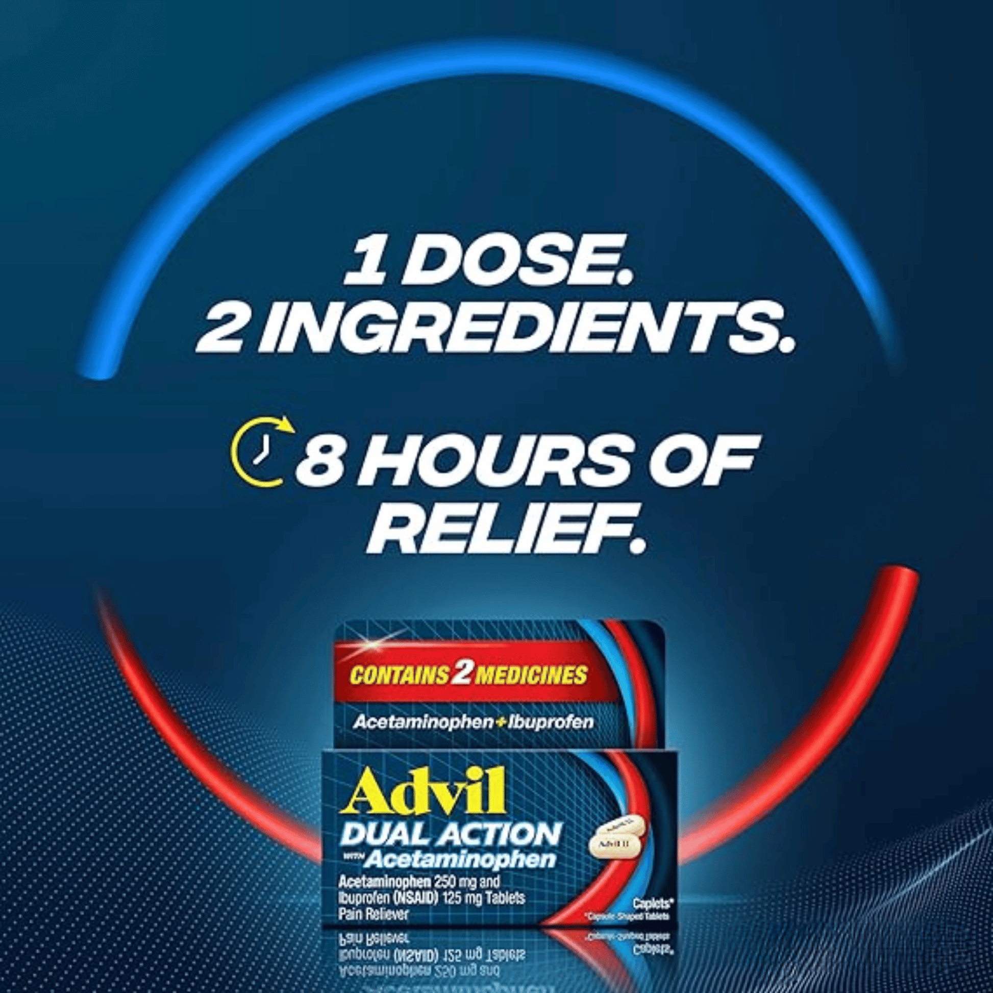 Advil Dual Action Acetaminophen 250mg And Ibuprofen 125mg Tablets  18 Caplets SkinStash