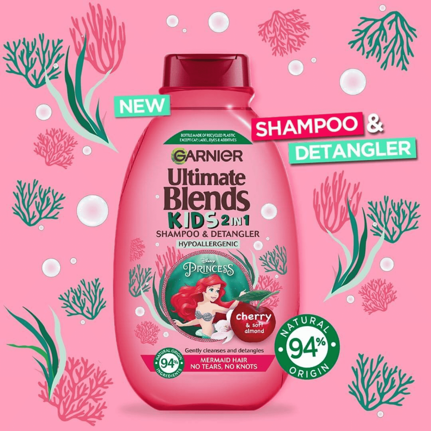 Garnier Ultimate Blends Kids 2 In 1 Shampoo & Detangler Cherry (250ml) SkinStash
