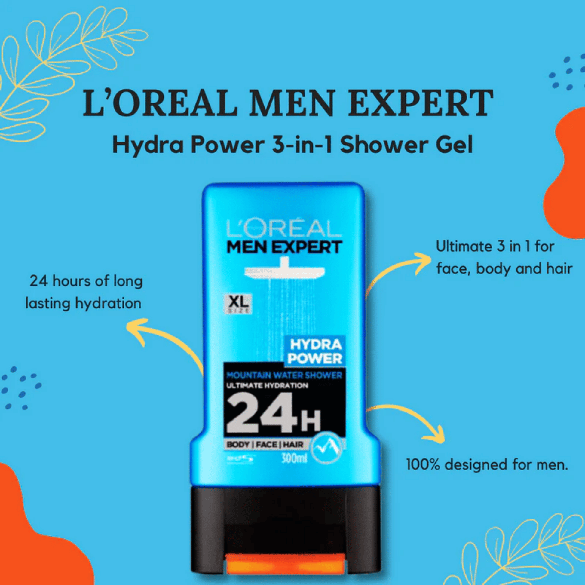 L'Oreal Men Expert Hydra Power Shower Gel (300ml) SkinStash