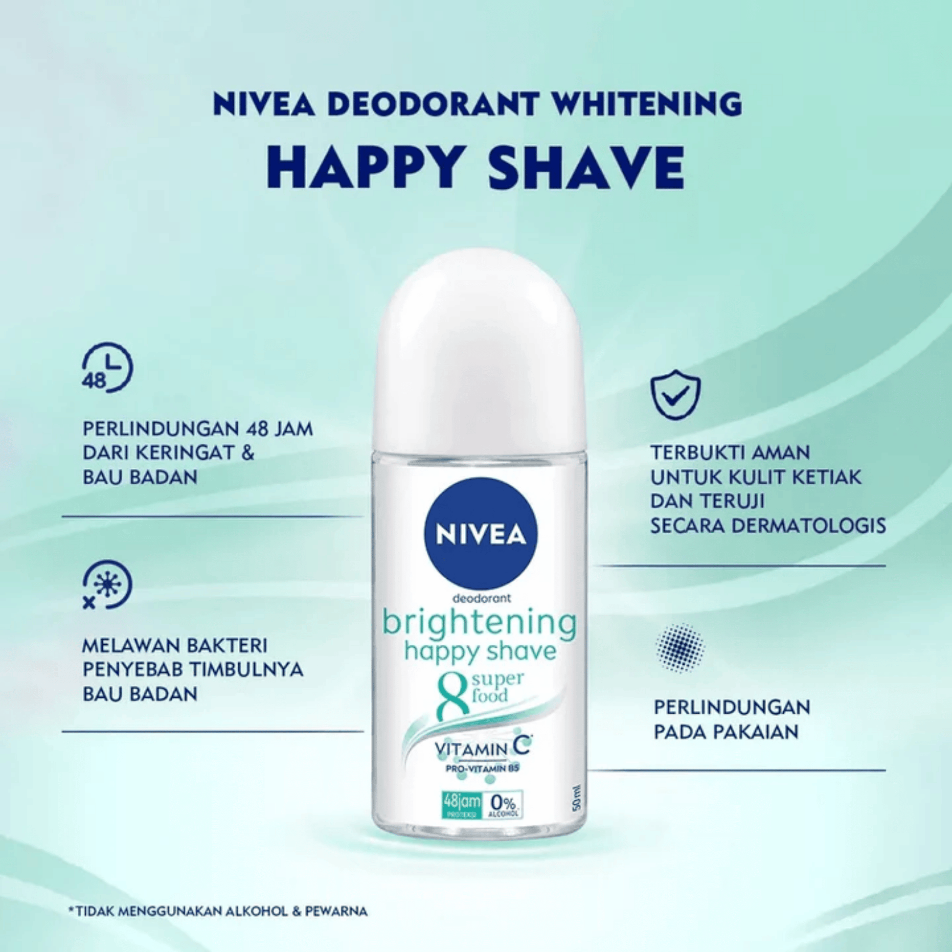 Nivea Brightening Happy Shave Deodorant Roll on (50ml) SkinStash