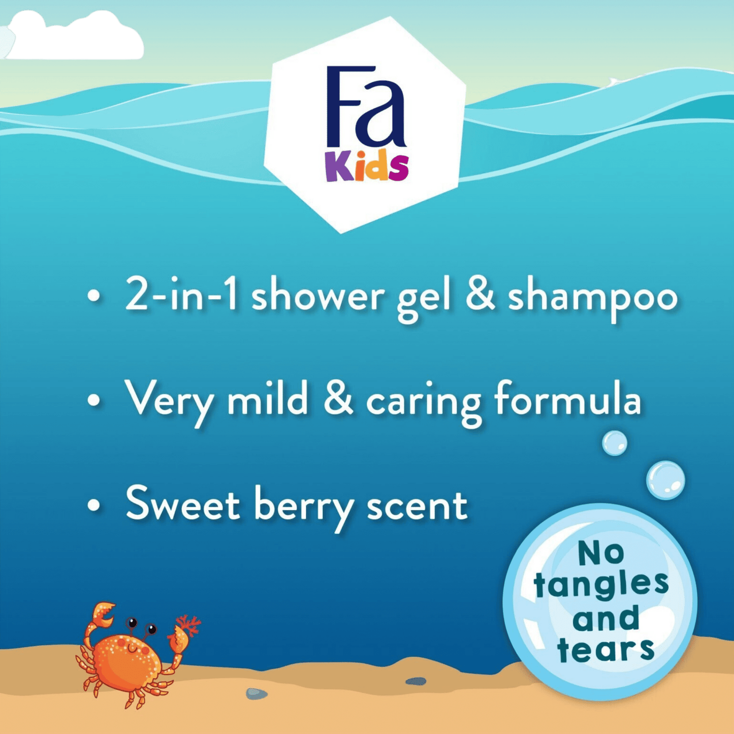 Fa Kids Shower Gel And Shampoo Wild Ocean Scent (250ml) - wellkart