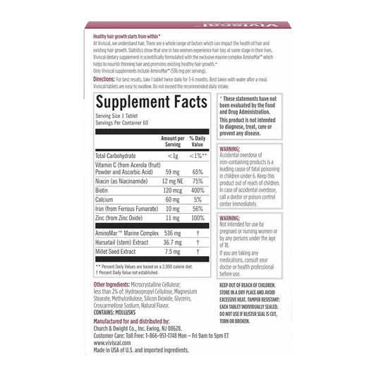 Viviscal Hair Growth Supplements For Women (60 Tablets) SkinStash
