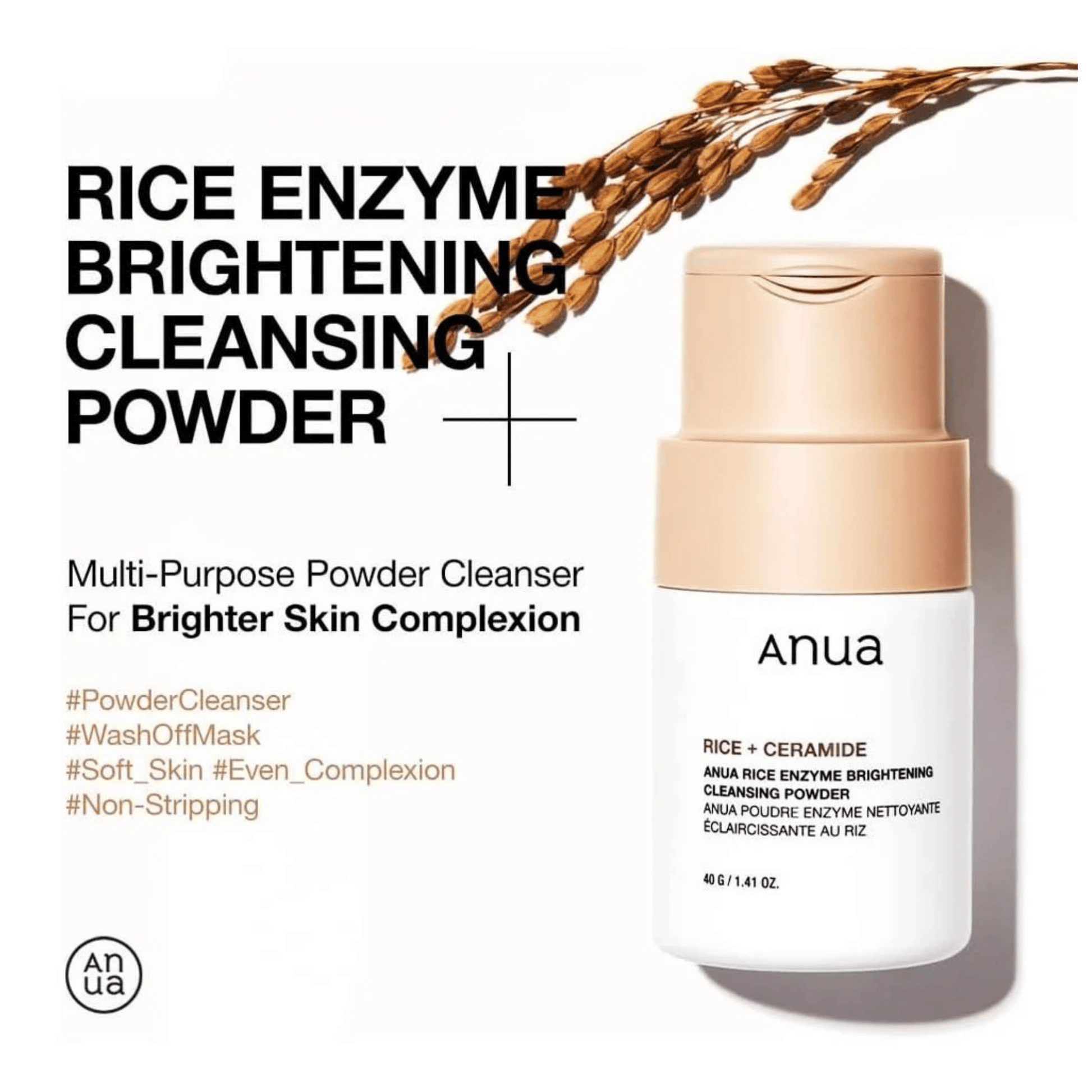 Anua Rice Enzyme Brightening Cleansing Powder (40g) SkinStash